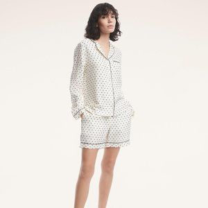 Brooks Brothers Soft Clip Dot Pajama Short Set Ivory XS